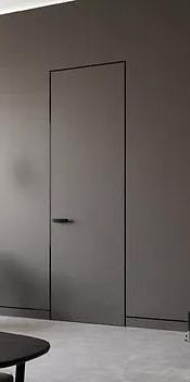 Олимп Межкомнатная дверь Invisible 4 внутр. открывания под покраску, Ал.кромка (серебро, черная), арт. 12308